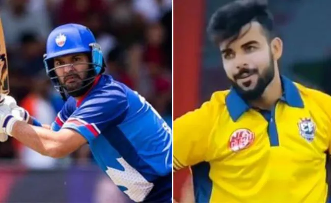 Yuvraj Singh stuns Shadab Khan with one of the flattest sixes - Sakshi