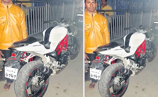 Biker Booked for Improper Silencer In Hyderabad - Sakshi