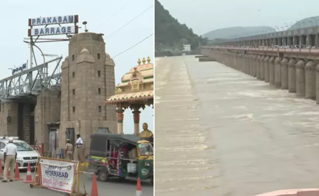 Prakasam Barrage All 72 Gates Opened For Water Release - Sakshi