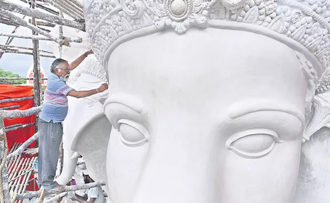 Khairatabad Ganesh Idol Making In Hyderabad - Sakshi