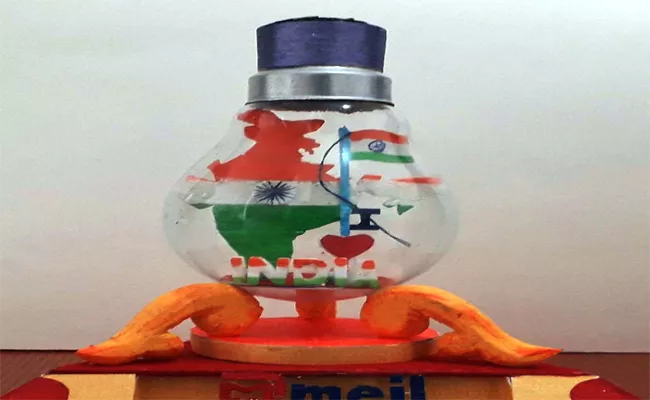 Person Made Indian Map In Electric Bulb In Vajrapukotturu - Sakshi