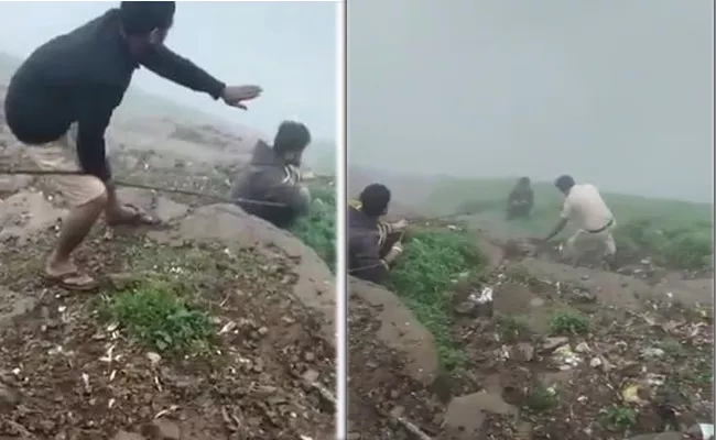 Youth Falls off Into Steep Slope While Trying To Click Selfie - Sakshi