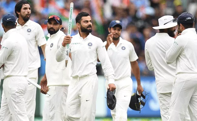 ICC Test Championship Virat Kohli Gang Pose In New Test Jersey - Sakshi