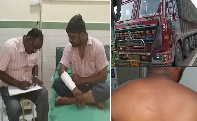 Police Attacked To Lorry Driver In Krishna - Sakshi