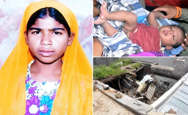 KA Mother Save Her Child In Lap But She Died In House Collapse - Sakshi