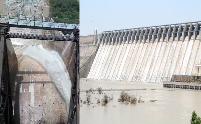 Water Leakage Through Nagarjuna Sagar Dam Crest Gates - Sakshi