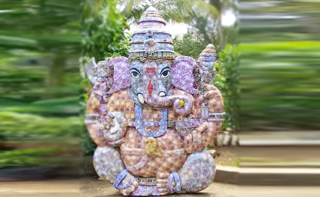 Ganesh Statue Made By Currency In Karnataka - Sakshi