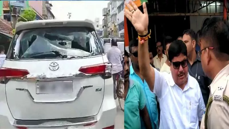 Tmc Workers Ransacked Bjp Mps Vehicle In West Bengal - Sakshi