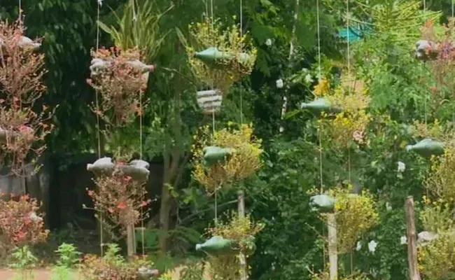 Bengal Forest Officer Creates Garden Using Plastic Bottles Rubber Tyres In Midnapore - Sakshi