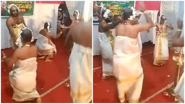 Viral Video Shows Men Onam Dance - Sakshi