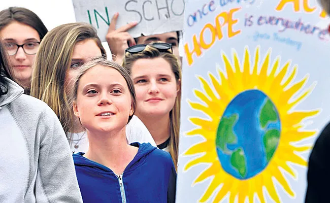 Swedish Climate activist Greta Thunberg Delivers Remarks To Campaigners in Washington  - Sakshi