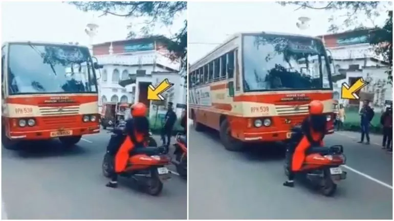 Kerala Woman on Scooty Makes Bus Driver Take Right Lane - Sakshi