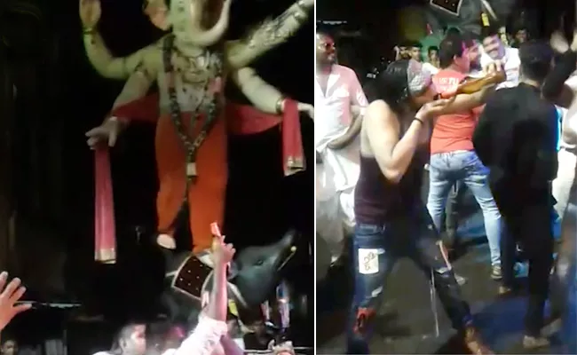 Crowd At Ganesh Idol Drunk And Dance In Surat Gujarat - Sakshi