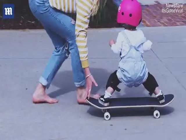 One Year Old Girl Skateboarding Skills in Australia