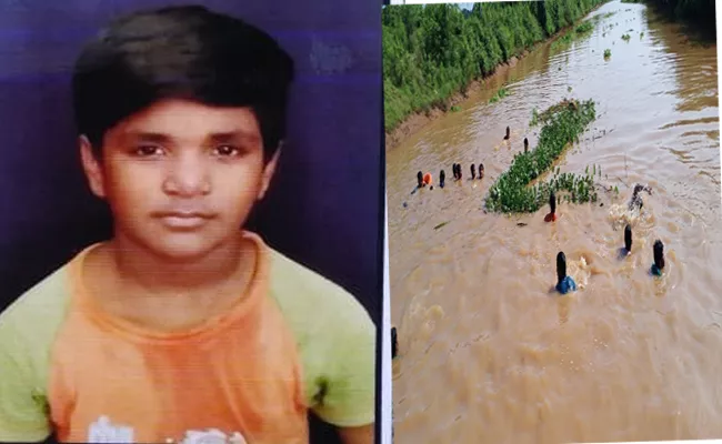 Boy Fled Away By Slipped Into Vamsadara River In Srikakulam  - Sakshi