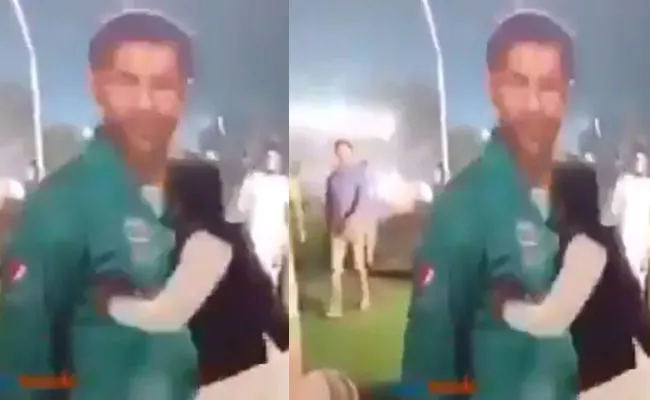 Angry Fan Demolishes Pak Captain Sarfaraz Ahmed Cut Out - Sakshi