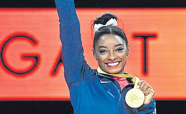 Simone Biles Ties Record For Most World Gymnastics Championship - Sakshi