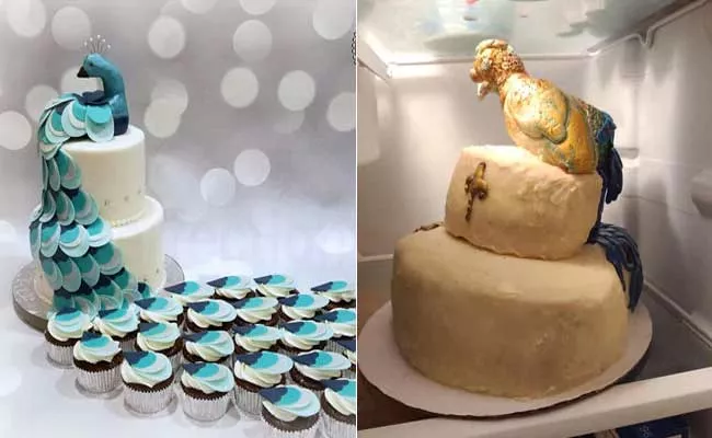 Bride Shocked By Peacock Cake Looked Like Lopsided Turkey - Sakshi