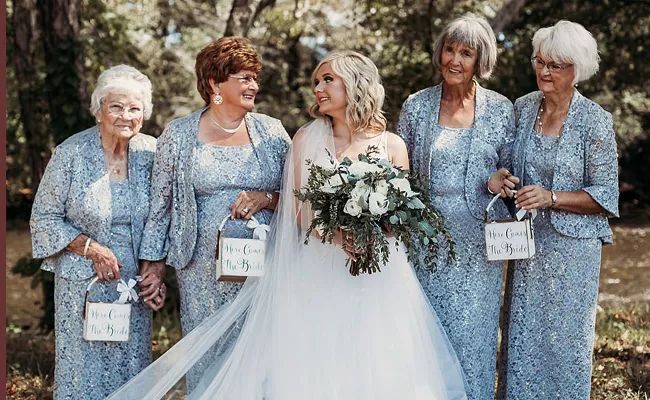 Bride Asks Grandmothers As Flower Girls At Her Wedding - Sakshi