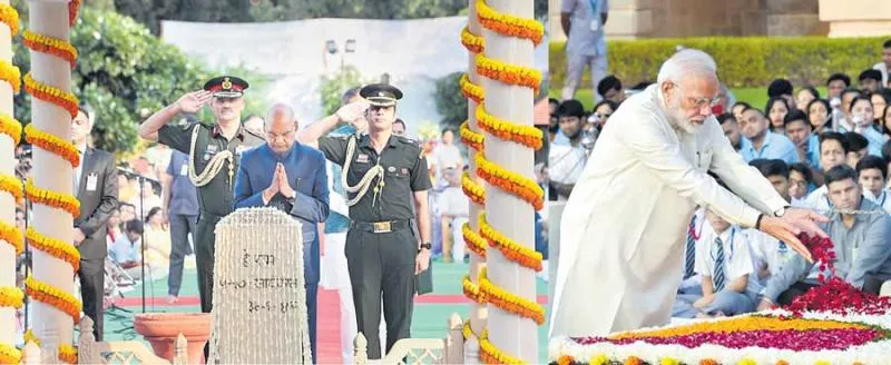 PM Modi, Sonia Gandhi Pay Tributes To Mahatma Gandhi In Parliament - Sakshi