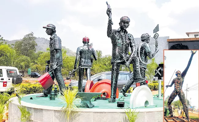 Artwork masterpieces with old iron and vehicle spare parts - Sakshi