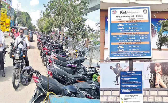 Parking Charges Collecting in Hyderabad Metro Stations - Sakshi