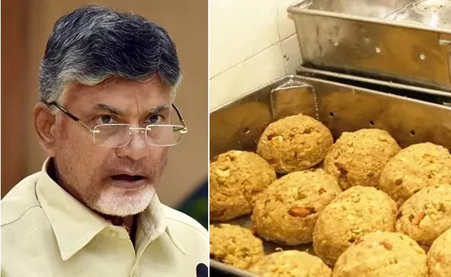 Chandrababu Naidu Contravertial Comments On Tirupati Laddu - Sakshi