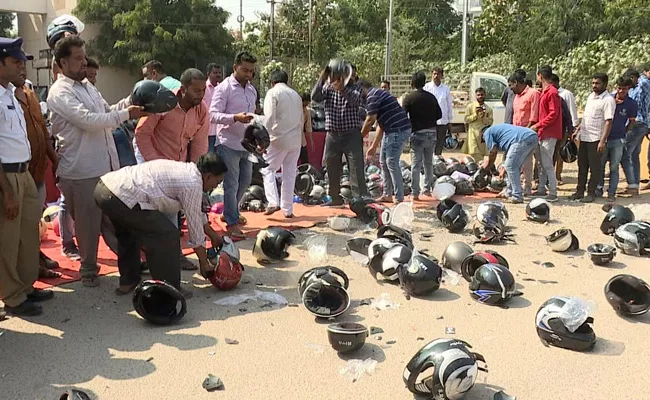 Helmet Drive Tightened By Cyberabad Police - Sakshi