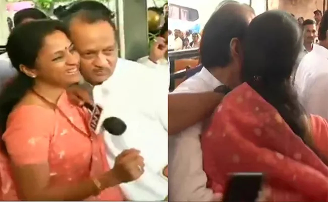 Supriya Sule Hugs Ajit Pawar At Assembly - Sakshi