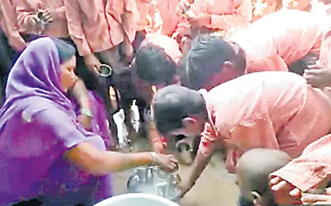 1 litre milk diluted with water and served to 81 children - Sakshi