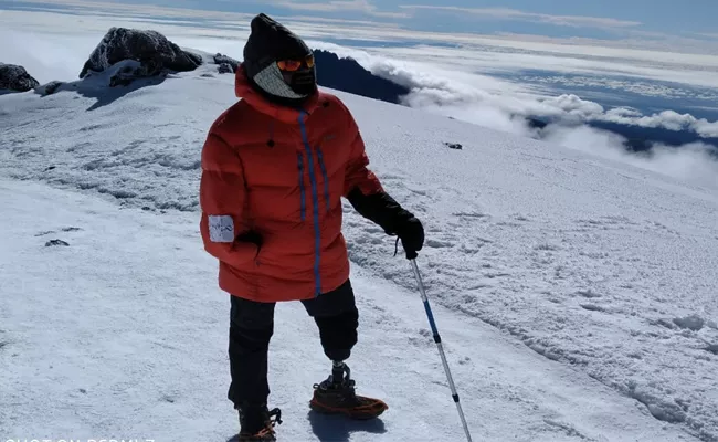 Disabled Man Climbs Kilimanjaro Mountain - Sakshi