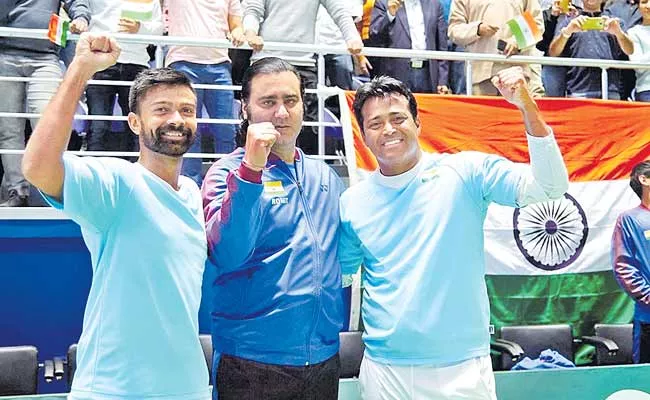 India Defeat Pakistan To Reach Davis Cup World Group Qualifiers - Sakshi