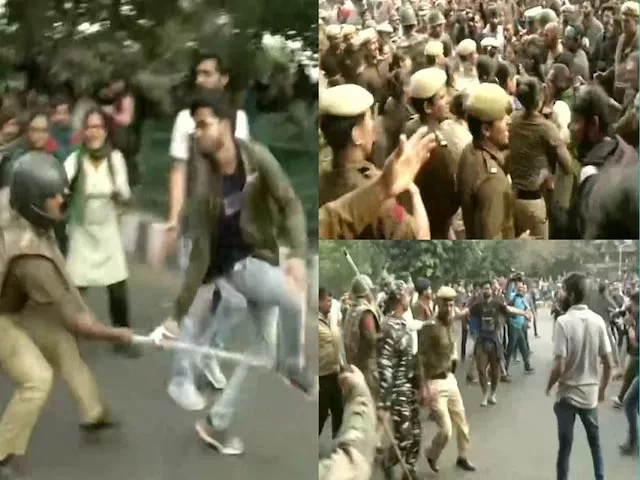 JNU students lathicharged by police during march to towards Rashtrapati Bhavan - Sakshi