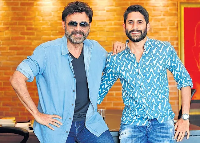 Venkatesh, Naga Chaitanya discuss Venky Mama - Sakshi