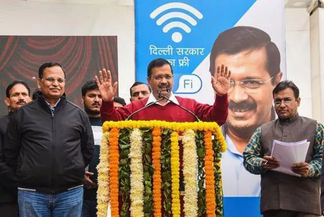 Kejriwal Launches Free WiFi Scheme On Day When Internet Cut Off - Sakshi