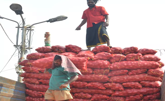 Onions Load Coming From Egypt to Vijayawada - Sakshi