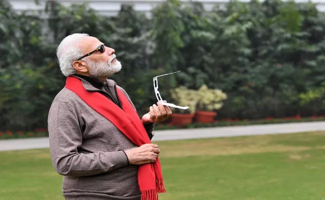 Narendra Modi Says I Could Not See The Solar Eclipse Due To Cloud Cover - Sakshi