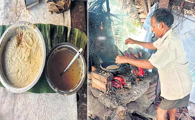  An Old Man From The East Godavari District Bakes Bread On A Brick Oven - Sakshi