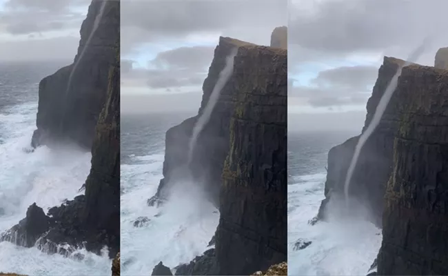 Water Flowing Upwards Reaches Cliff Edge Spectacular Video - Sakshi