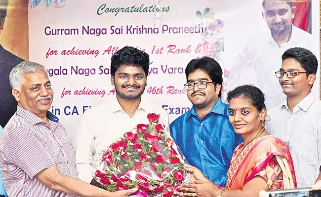  Krishna Praneeth As All india First Rank Topper In CA - Sakshi