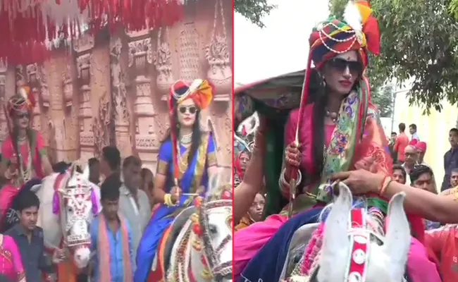 Madhya Pradesh Brides Ride Horses To Grooms Home - Sakshi