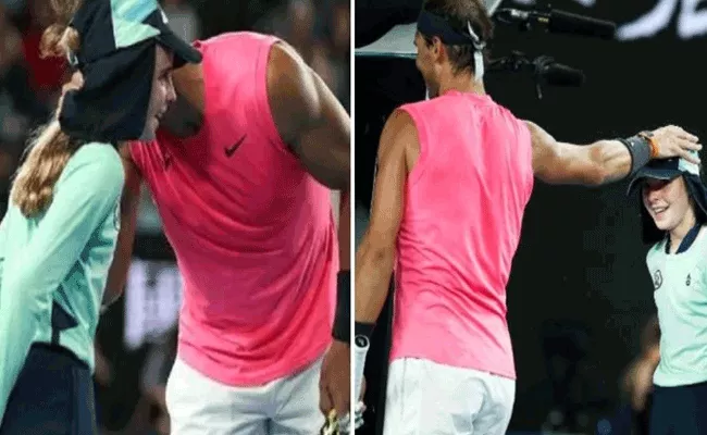 Viral Video: Rafael Nadal Accidentally Hits Ball To Girl And Gives Her Kiss - Sakshi