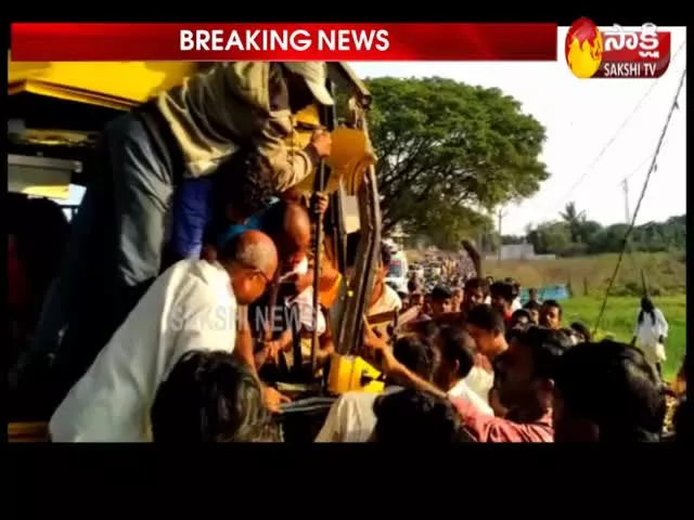 School Bus Hits A Tree In Nizambad District