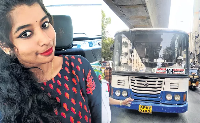 Young Woman Died in RTC Bus Accident Ameerpet Hyderabad - Sakshi