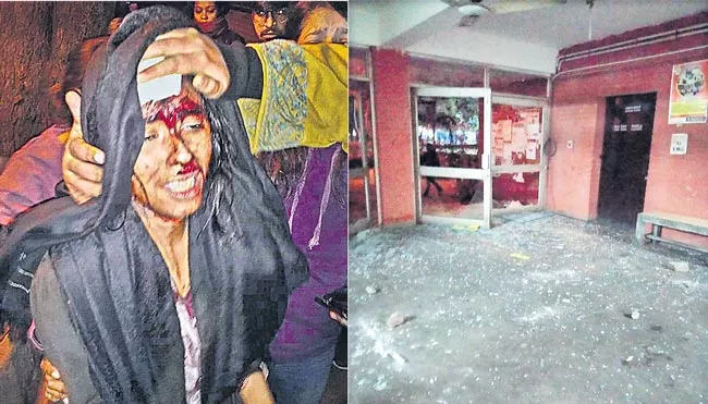 Masked men attack JNU students and teachers - Sakshi