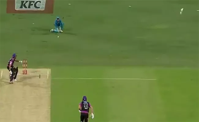 Qais Ahmad Comically Sends Bat Flying In The Air In BBL - Sakshi