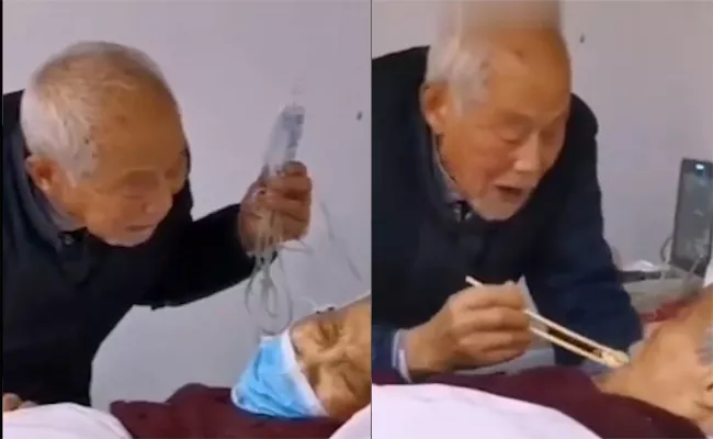 87 Year Old Chinese Man Takes Care Of Covid 19 Infected Wife Became Viral - Sakshi