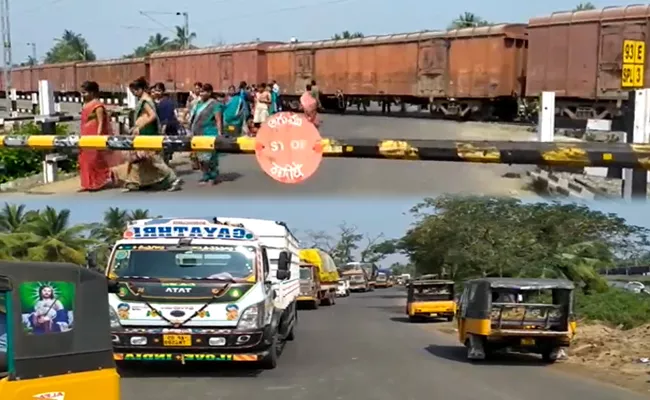 Goods Train Stopped In Aalapadu Railway Gate Due To Technical Problem - Sakshi