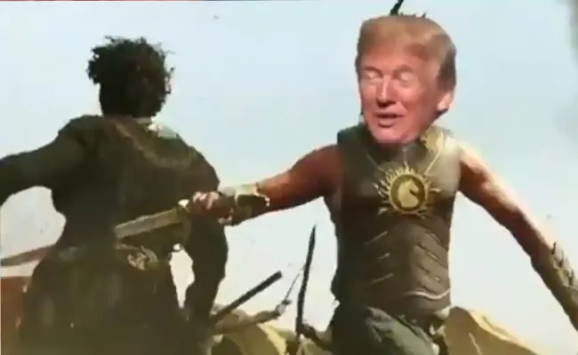 Donald Trump Retweets About Morphed Baahubali Video Became Viral - Sakshi