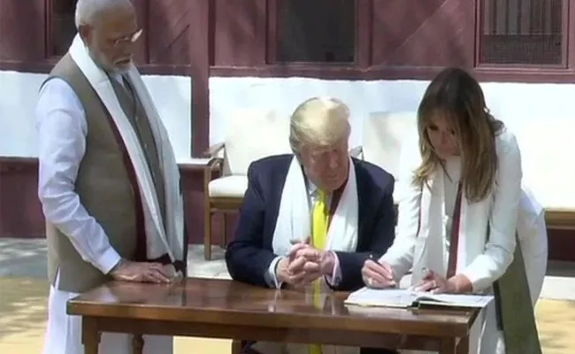 Donald Trump Wrote In Sabarmati Ashrams Visitors' Book - Sakshi